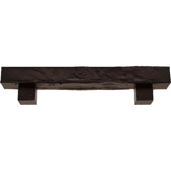 Kit W/ Alamo Corbels, Premium Mahogany, 8H  X 10D X 36W Hand Hewn Faux Wood Fireplace ManteL